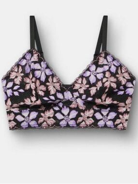 Torrid Ava Unlined Triangle Lace Bralette Size 00 Romantic Pastel Floral NWT
